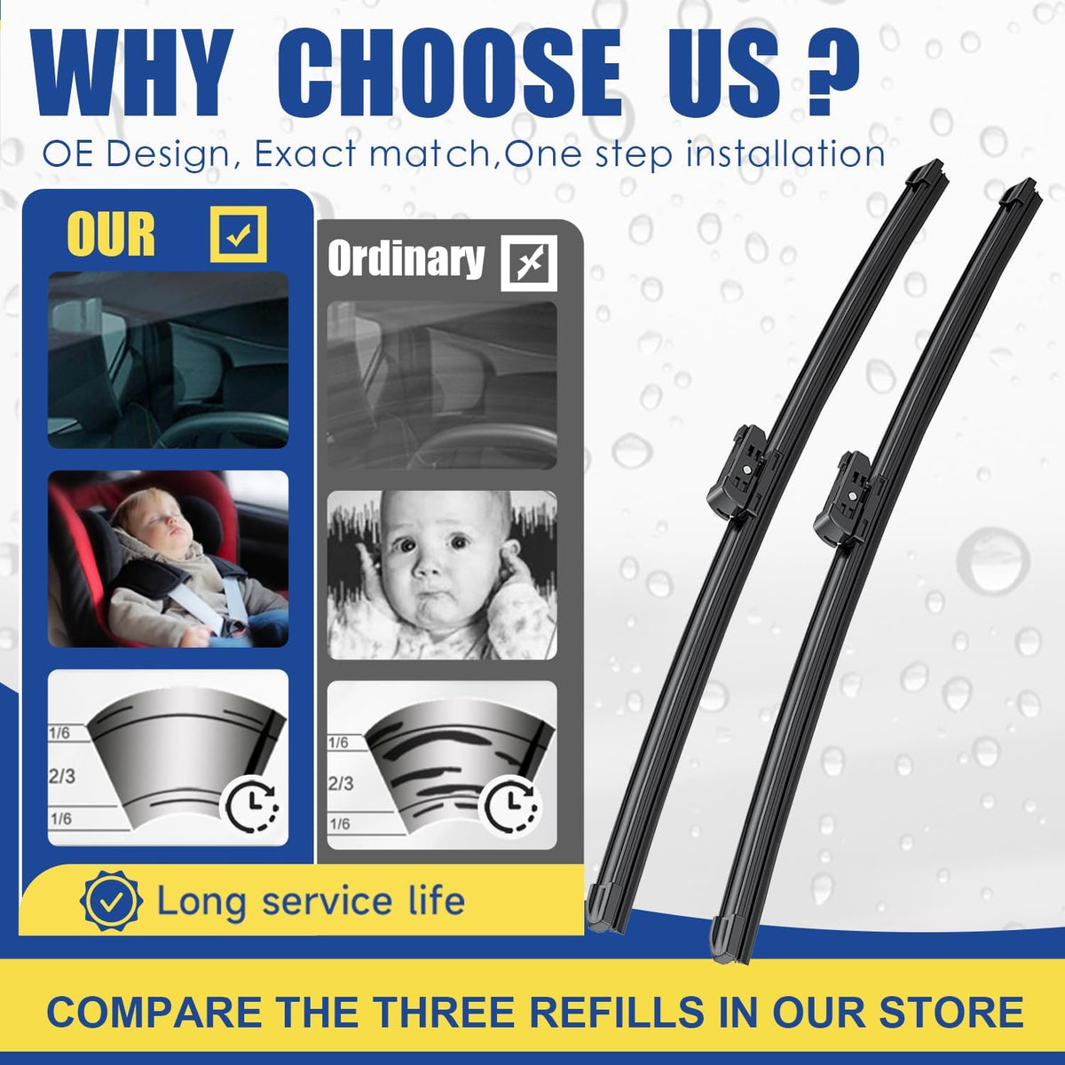 2 Wipers Factory Replacement For 2014-2018 Chevrolet Silverado GMC Sierra Original Equipment Windshield Wiper Blades Set - 22"+22" Top Lock (Set of 2) Not for J HOOK