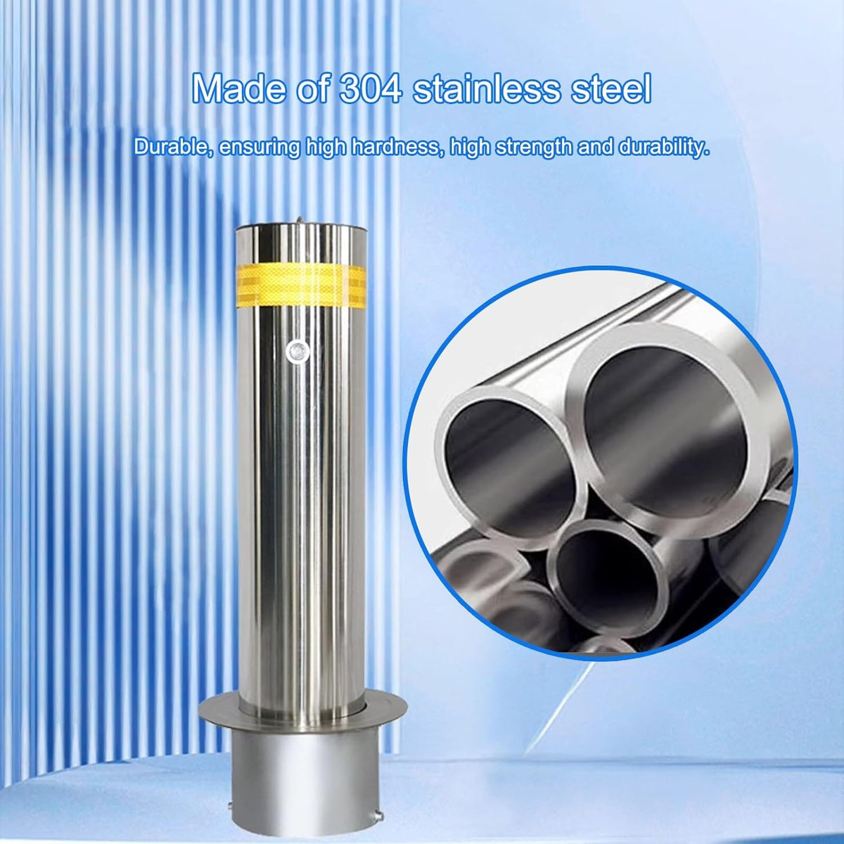 Steel Safety Bollard Post, Driveway Parking Interceptor Bollard, Crash Column Safety Warning Column, Parking Stopper for Garage, for Parking Barrier, Road Safety(Silver (2PCS))