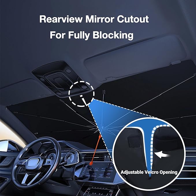 CHILL·TEK Funny Car Windshield Sun Shade Umbrella, Yellow Lemon Car Sun Shade Umbrella, Block UV Rays Heat Foldable Windshield Umbrella Sun Visor Protector - Keep Vehicle Cool for Cars SUV