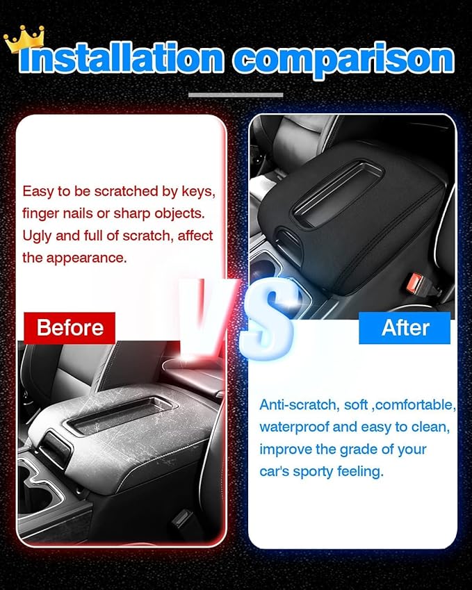 Autorder Center Console Cover for 2014-2018 Chevy Silverado/GMC Sierra 1500 2500 3500 Accessories Armrest Cover Anti-Scratch Middle Console Pad Armrest Protector(ONLY for Bucket Seat!)