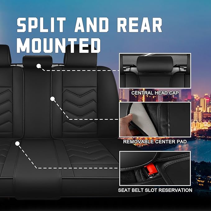 CTDS Car Seat Covers for Hyundai Kona 2018-2026, Stylish Sport Seat Cover, Premium Nappa Leather Car Seat Cover. Automobile Seat Covers Sets.(Standard 5 Seats/Pure Black)