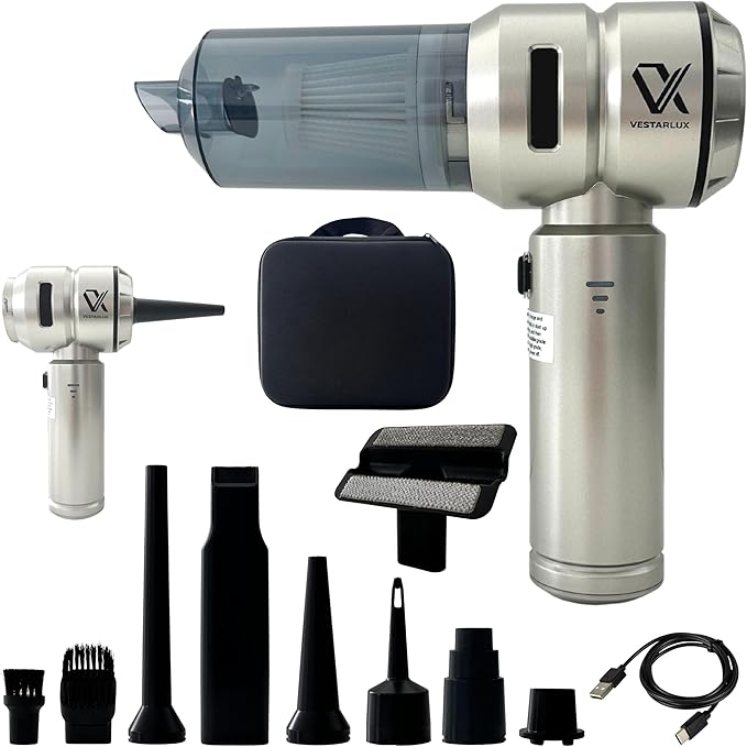 Cordless Handheld Car Vacuum Cleaner – Powerful 25000PA Suction, 3-Speed Brushless Motor, Mini Portable 4-in-1 Vacuum & Blower for Car, Home, Office, Pet Hair