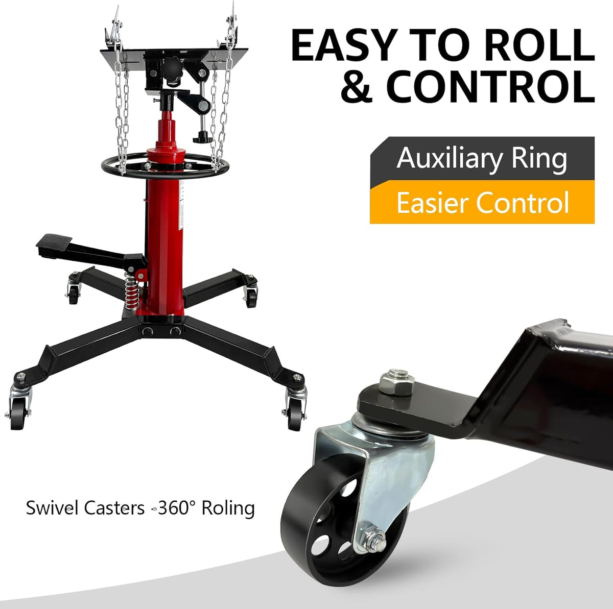 Transmission Jack 1660 lbs/ 0.75 Ton Capacity Hydraulic Telescopic Transmission Jack 34" - 68" Adjustable Height Telescoping Transmission Hydraulic with 360° Swivel Wheels Lift Hoist