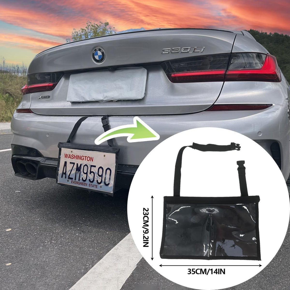 License Plate Holder with Hanging Strap, Test Drive Tag Bag, Dealer Plates License Frame Cover, for Car SUV Truck (Black, 3)