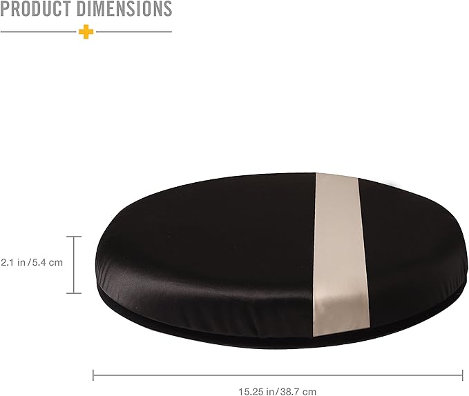 HealthSmart 360 Degree Swivel Seat Cushion, Chair Assist for Elderly, Swivel Seat Cushion for Car, Twisting Disc, Black with Tan Stripe, 15 Inches in Diameter