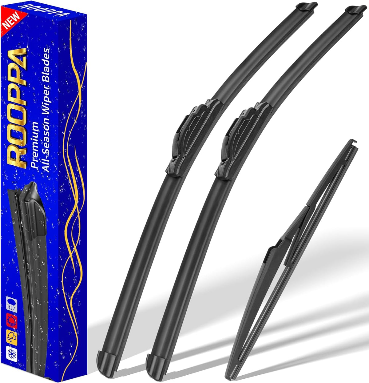 3 wipers Replacement for 2001-2005 Toyota Rav4/2001-2007 Toyota Highlander, Windshield Wiper Blades Original Equipment Replacement - 22"/19"/12" (Set of 3) U/J HOOK