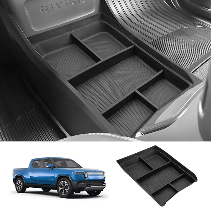 LUWU for 2022-2026 Rivian R1T/R1S Center Console Organizer Rivian Armrest Storage Armrest Organizer Insert Tray Rivian R1T/R1S Lower Console Organizer Storage Tray 2025 2026 Rivian R1T/R1S Accessories