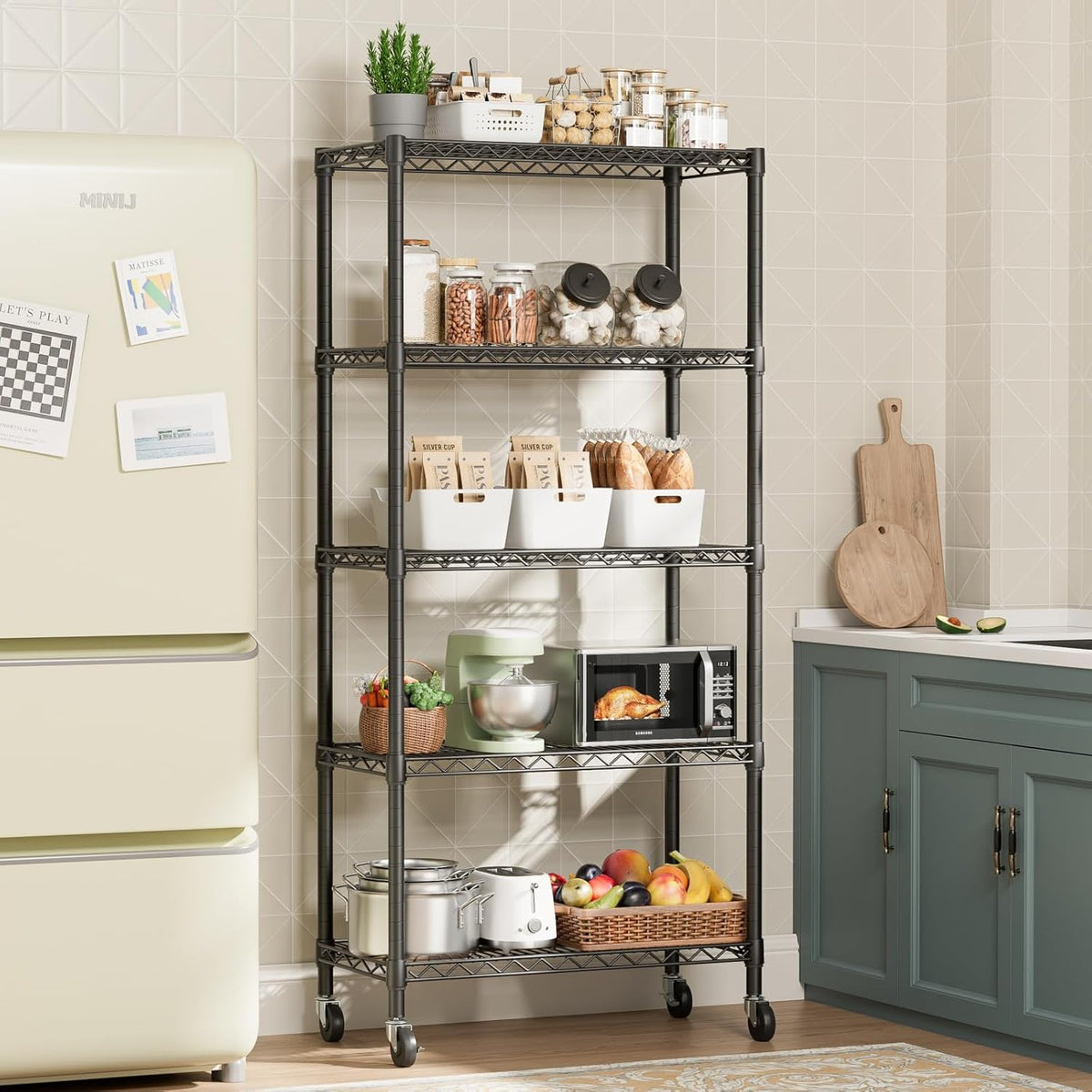 SINGAYE 5 Garage Heavy Duty Shelving Unit Kitchen Pantry Close Home Organizers and Storage Bathroom Shelf Laundry Room Organization Industrial Book Metal Wire Adjustable Shelves