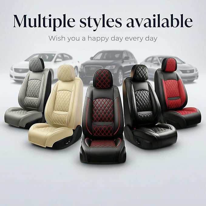 Fit for Equus Seat Covers Compatible with Hyundai Equus 2011-2016 - Waterproof Breathable Leather Automotive Seat Cushions Protector,Airbag Compatible,Only 2 Front seat Covers(Redline)
