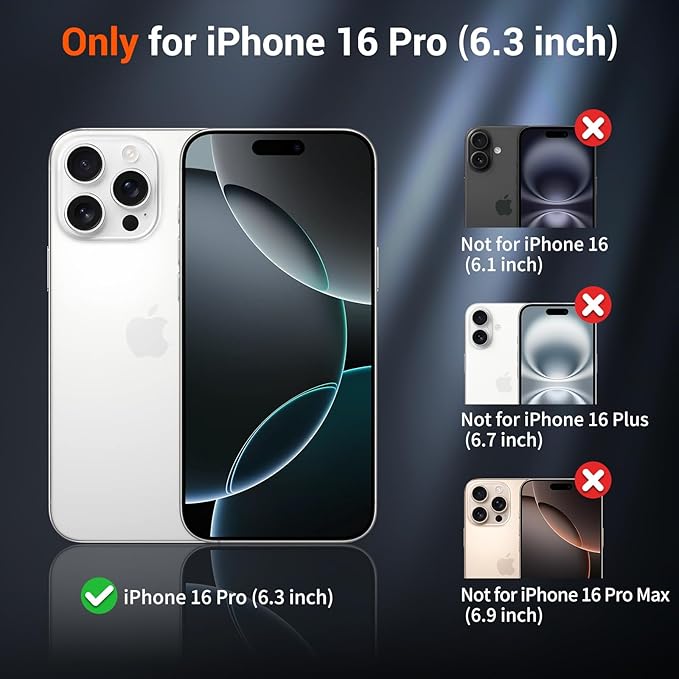 SUPFINE Magnetic for iPhone 16 Pro Case (Compatible with MagSafe) (Military Grade Drop Protection) Slim Translucent Matte Shockproof with Anti-Fingerprint Phone Case,Navy Blue