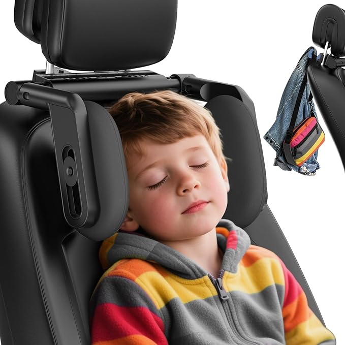 Car Headrest Pillow, 4-Way Adjustable Car Headrest,Thickened Memory Foam Road Pal Headrest, Neck Support Pillow, U- Shaped Design, Travel Car Sleeping,Suitable for Kids and Adults