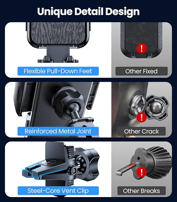 VICSEED 2026 Upgraded Car Phone Mount [98+LBS Strongest Suction] 360° Adjustable Phone Holders for Your Car Dashboard Windshield Vent, Universal for iPhone & Android Large Phones