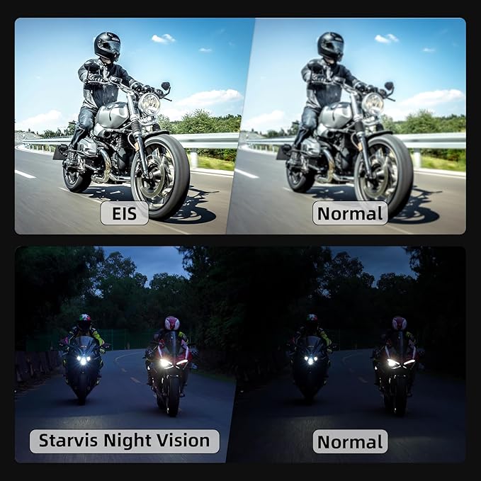 HFK HM201 Motorcycle Dash Cam, 1080P +1080P Motorcycle Camera Front and Rear, Stealth Design, IP67 Waterproof, 5G WiFi, Loop Recording, G-Sensor, Built in eMMC 64GB Storage, Support 512GB Max