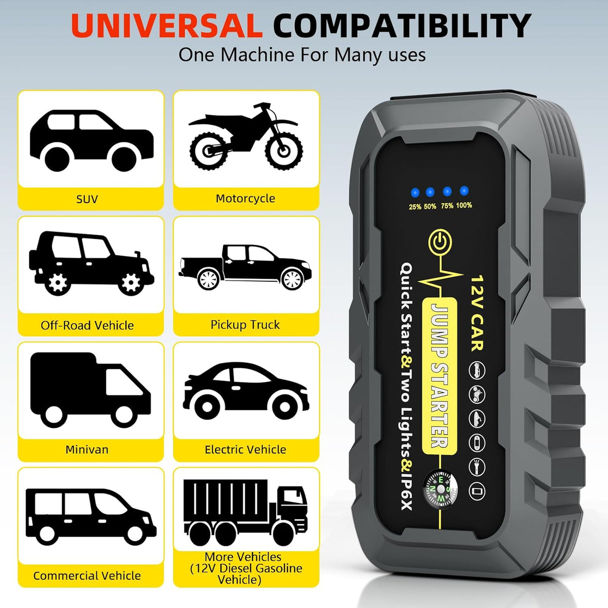 2025 Upgraded for A5 Car Jump Starter 3000A,Jump Starter Battery Pack for Up to 9.0L Gas and 7.0L Diesel Engines,12V Portable Jump Box with 4 Modes Flashlight and Jumper Cable-3year Limited
