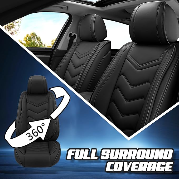 Car Seat Covers for Mitsubishi Outlander 2003-2025, Premium Nappa Leather Car Seat Cover, Stylish Sport Seat Covers， Automobile Seat Cover Sets.(Standard 2 Seats/Pure Black)