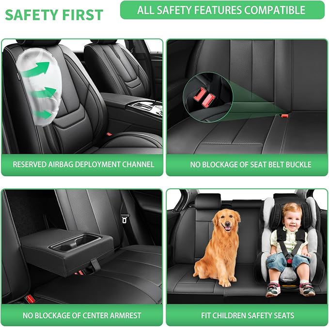 Fit Yaris Car Seat Covers for Toyota Yaris 2008-2018 2019 2020-Upgraded Premium Waterproof & Breathable Leather,Airbag Compatible,All-Weather Seat Cushion Protector,Full Set,Black