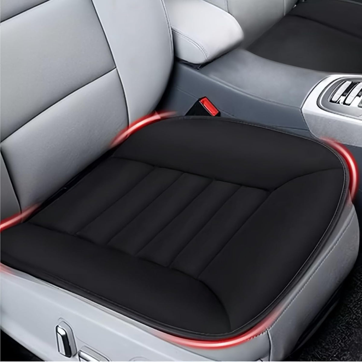 MYFAMIREA Car Seat Cushion Pad 1.2" Thick Comfort Seat Protector for Car Driver Seat Office Chair Home Use Memory Foam Seat Cushion with Non Slip Bottom, 20'' x 18.5'', Black