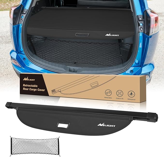 Nilight Trunk Cargo Cover for Toyota RAV4 Accessories 2013 2014 2015 2016 2017 2018, Retractable Security Shade Rear Cargo Cover, with Trunk Storage Net, 1-Pack