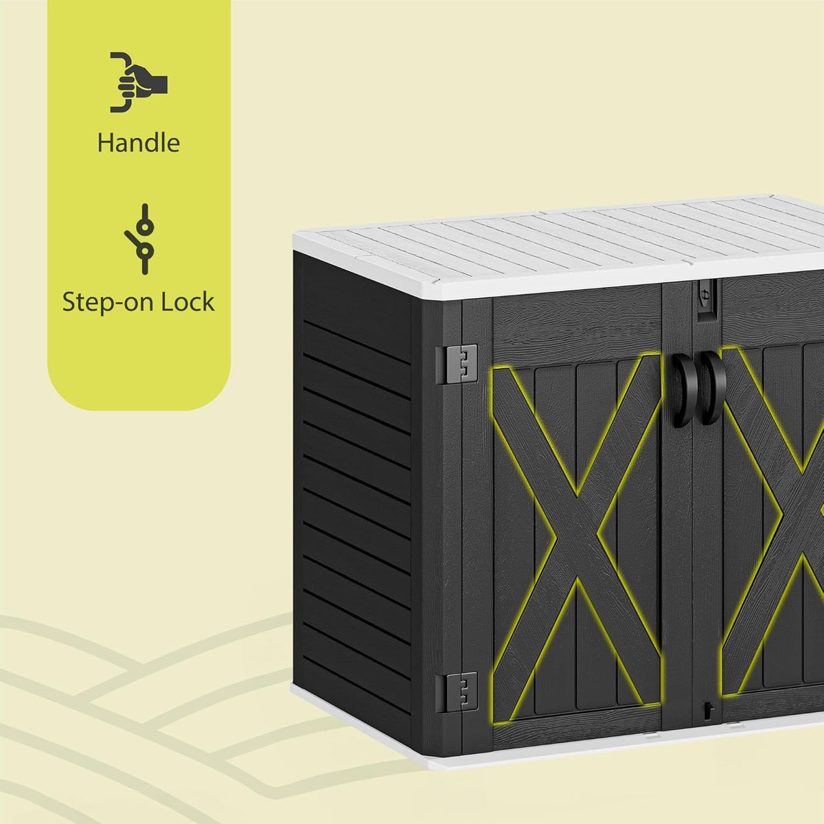 YITAHOME Outdoor Resin Storage Sheds with X-Shaped Lockable Door, 39 in Height Lockable Waterproof Horizontal Shed w/o Shelf, Easy to Assemble Shed Storage for Garden Tools, Dark Gray