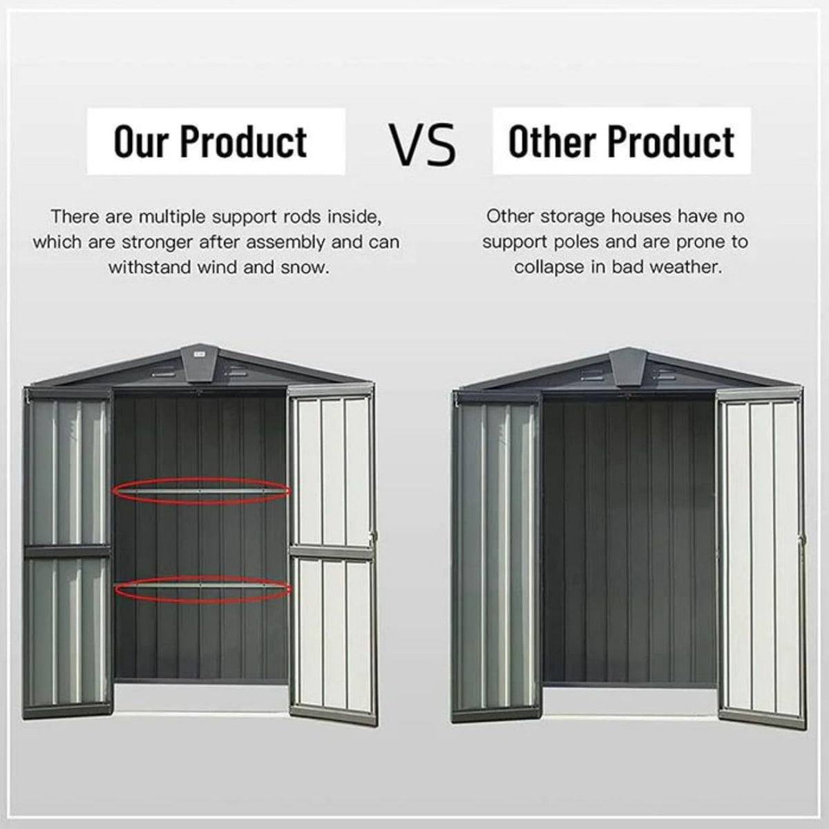 Domi Outdoor Storage Shed 5'x3, Metal Waterproof Tool Shed Utility Storage House with Double Lockable Doors & Air Vent for Garden Backyard Patio Lawn