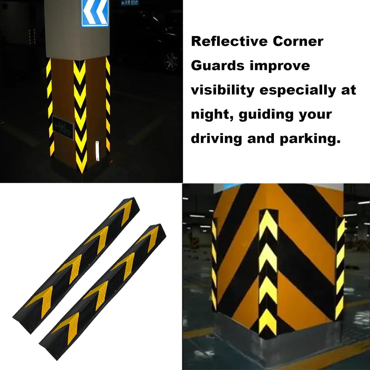 27" Rubber Garage Wall Protector Corner Guard for Parking Lot Warehouse Edge, 6 Packs