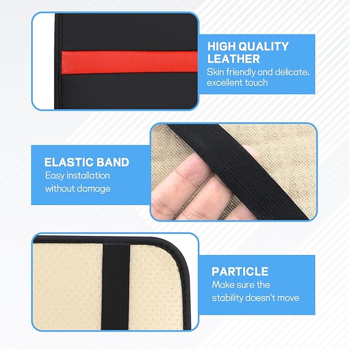 wuyaoyao Car Center Console Cover, 12.6"×7.87" PU Leather Armrest Cover for Cars, Stylish Auto Armrest Cushion Pad, Waterproof Vehicle Arm Rest Protector, Interior Car Accessories (Black+Red)