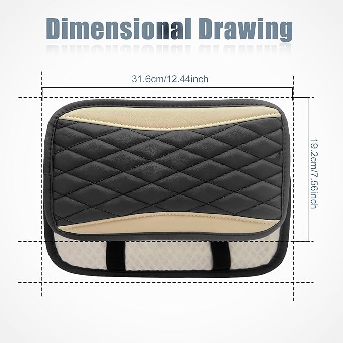 Car Center Console Cover, Universal Leather Waterproof Armrest Seat Box Cover Protector, Comfortable Car Decor Accessories Fit for Most Cars, Vehicles, SUVs-khaki
