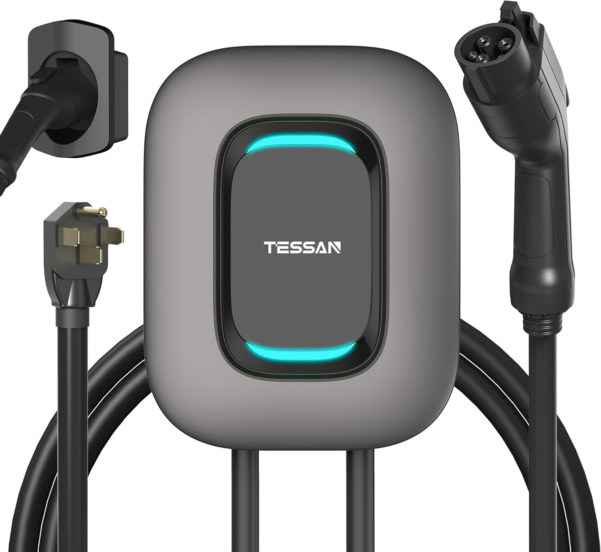 EV Charger Level 2, TESSAN 40A/240V Electric Vehicle Fast Charging Station for Home, Electric Car Charger Equipment 25ft Cable with Holder for Indoor, Outdoor, NEMA 14-50 Plug