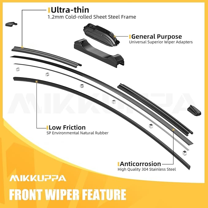 MIKKUPPA 24"+18"+10" Windshield Wiper Blades Replacement for 2018-2023 Jeep Compass, Front & Rear Wiper Blades Set, Durable Stable Quiet All Season (Pack of 3)