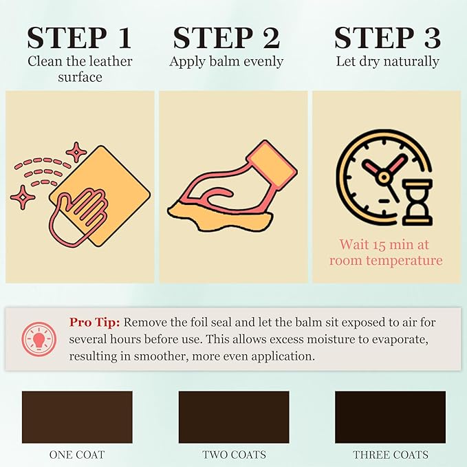 Leather Color Restorer, Leather Recoloring Balm, Scratch Remover, Leather Dye, Leather Paint, Leather Repair Kit for Furniture Couches Car Seats Shoes Bags, Medium Brown