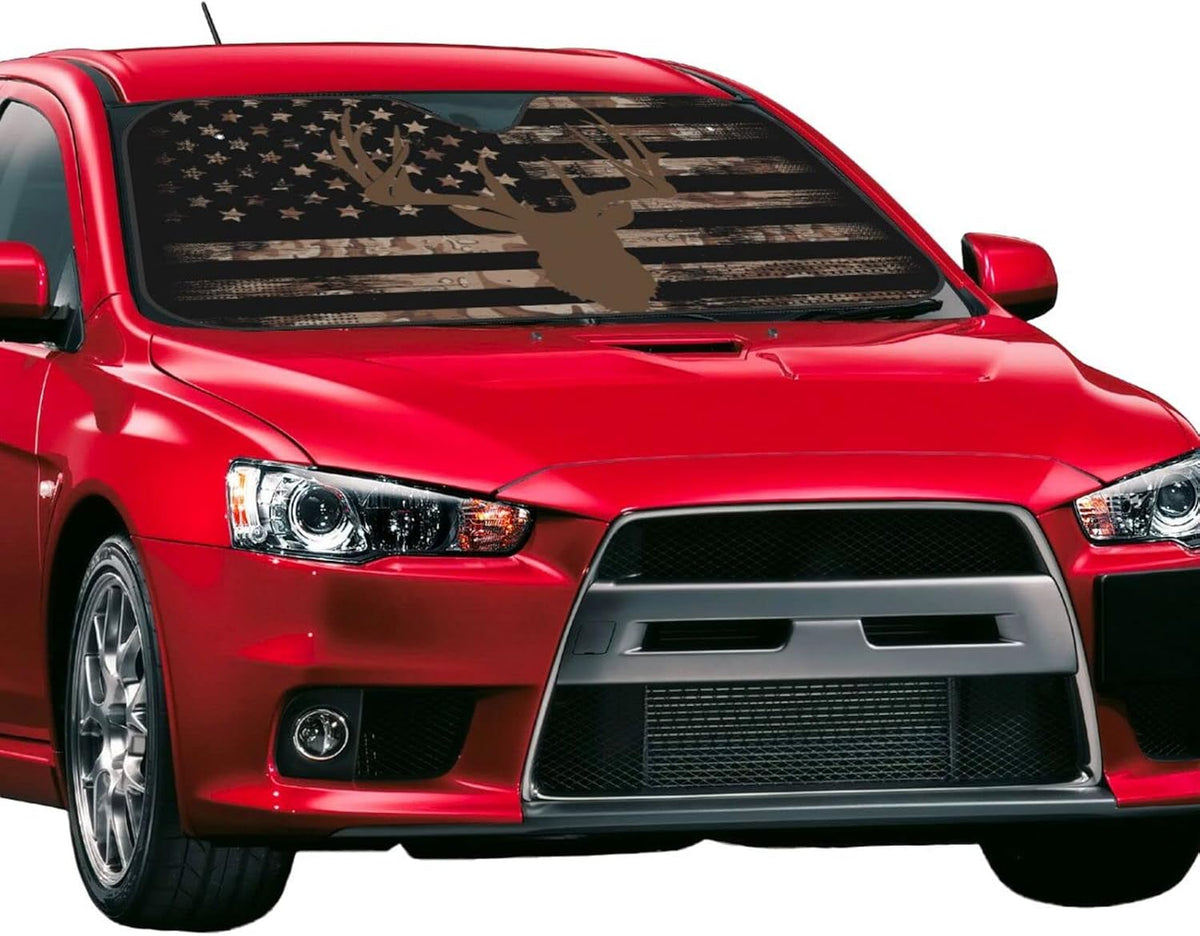 American Flag Camouflage Car Windshield Sunshade Front Window Sun Visor Protector Foldable Shield Cover for Truck SUV