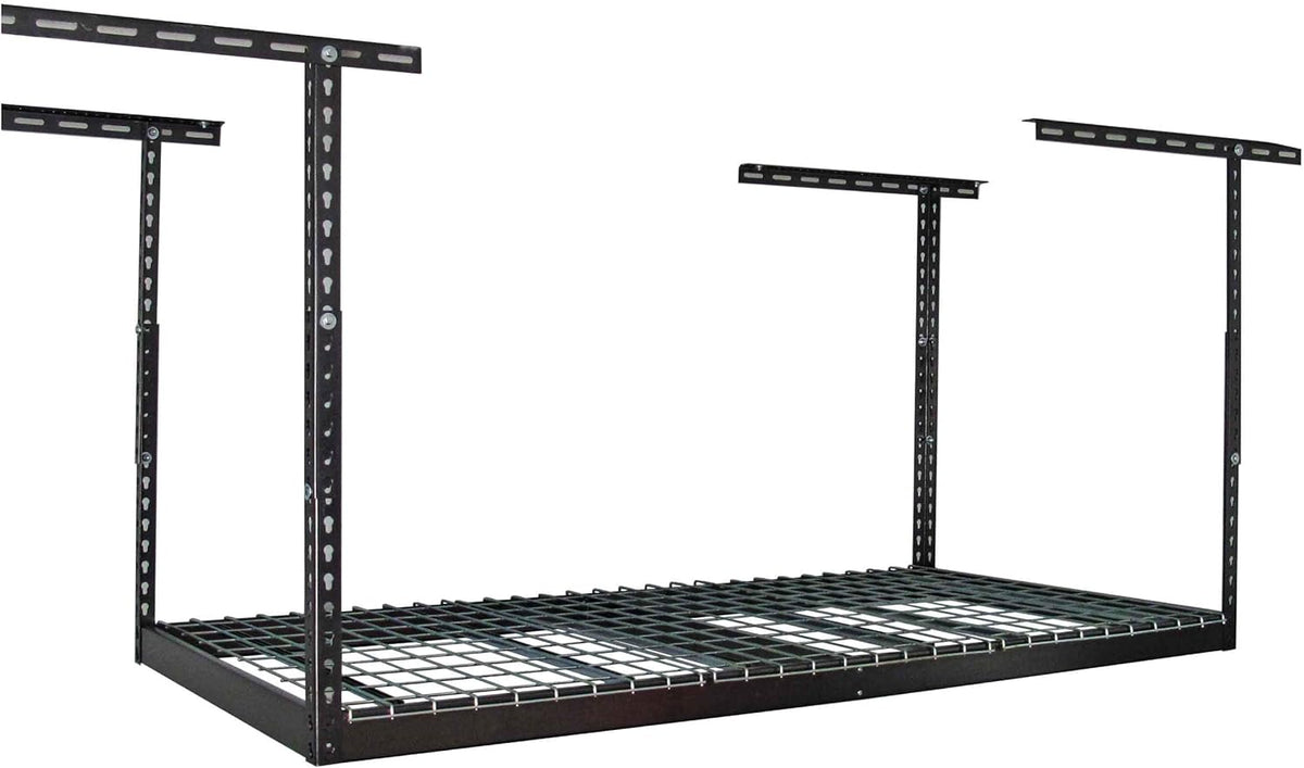 MonsterRax Overhead Garage Storage Rack - Heavy Duty Storage with 400 lb Capacity, Easy Adjustable Ceiling Mount Shelves (3x6 Hammertone, 12"-45")