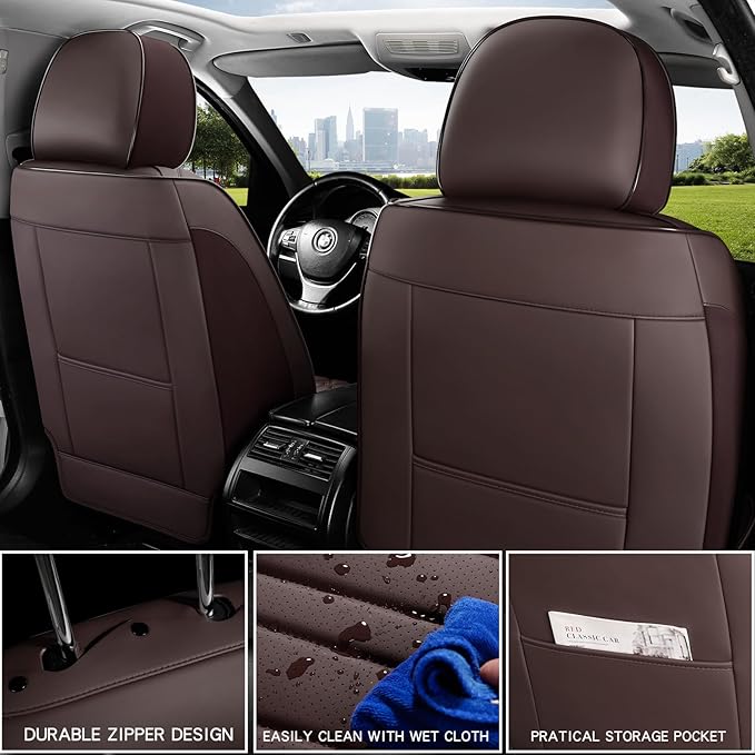 Car Seat Covers,Car Seat Protector Waterproof,Seat Covers Front Set, Car Seat Protectors,Automotive Seat Covers Fit for Most Cars Brown