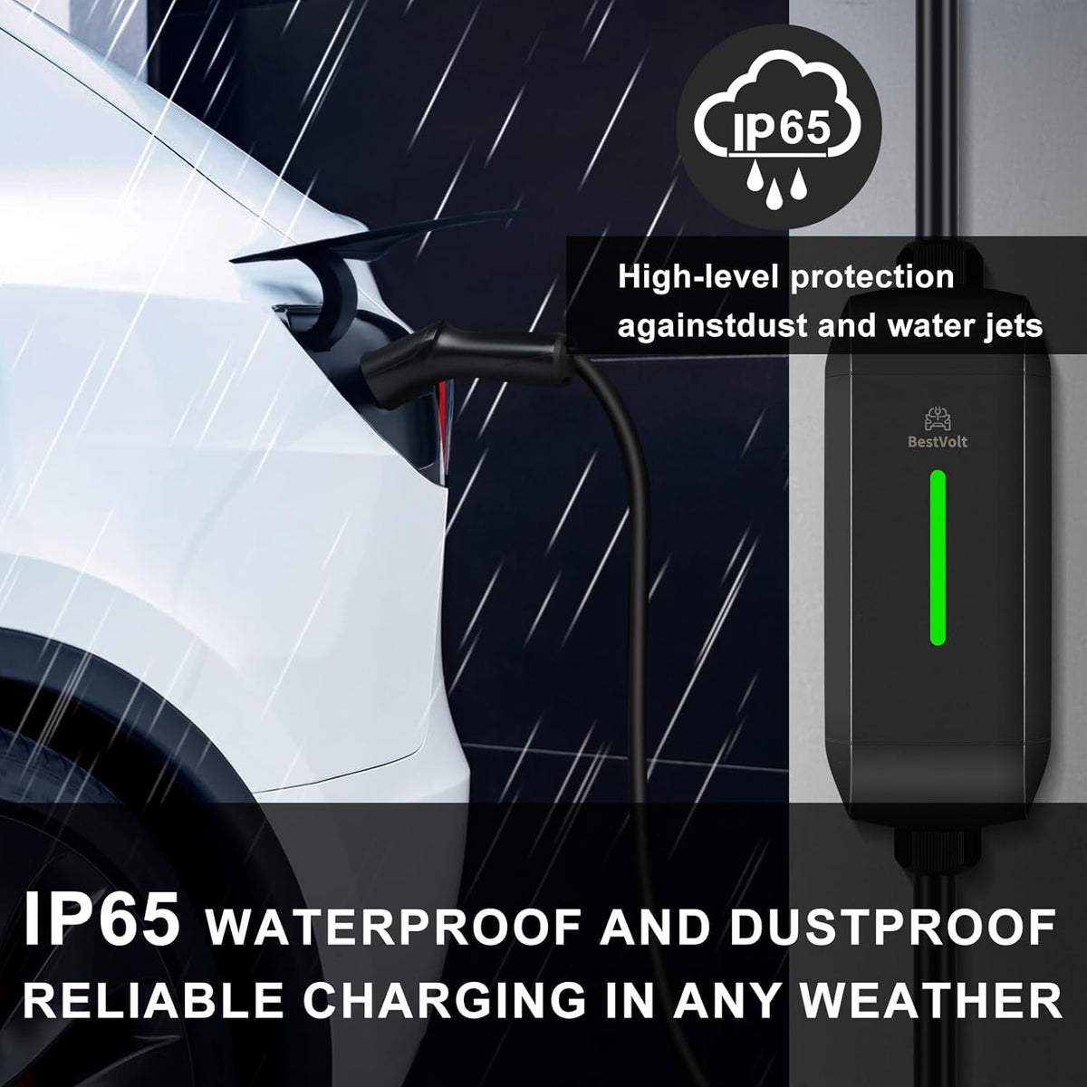 Best Volt Electric Vehicle Portable Charger for Tesla,ETL Certified,25ft Fast Charging, IP65 Waterproof, Compatible with Model 3/X/Y/Cyber Truck,No Adapter Needed (Nema 14-50 240V/40A, Black)