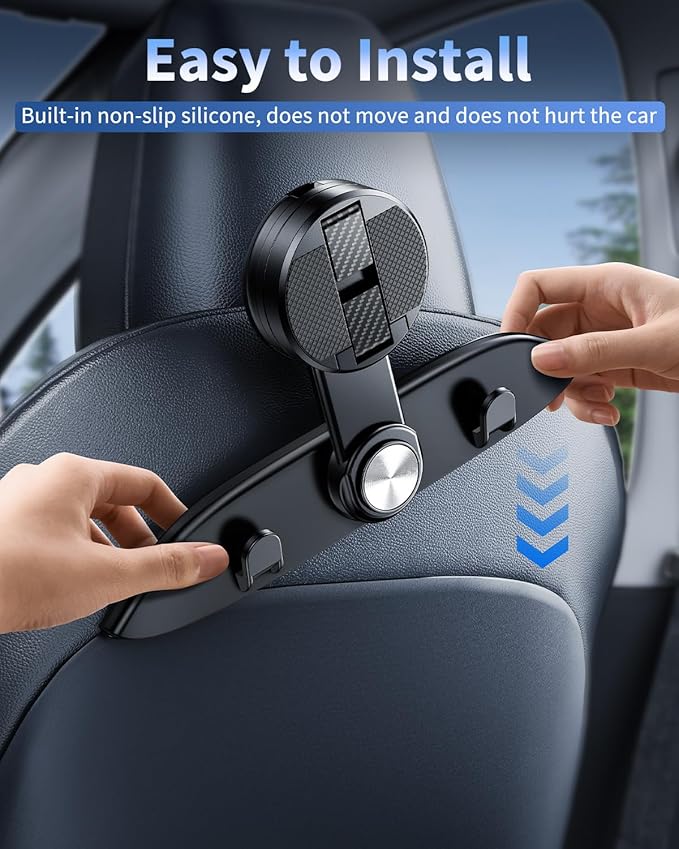 1 Pack Car Seat Hooks & Phone Mount for Tesla Model Y(Juniper) Model 3(Highland) Accessories 2026 2025 2024 2023 2022 2021, Multifunction Clip Phone Holder| Car Seat Back Storage Hook Purse/Bag