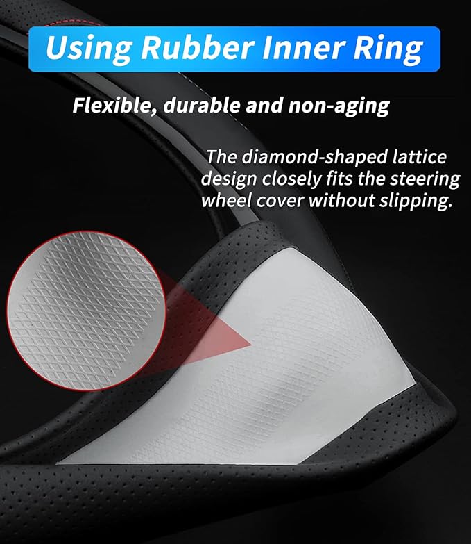 Custom-Fit Leather Steering Wheel Cover for Mitsubishi, A-Style, Non-Slip, Breathable