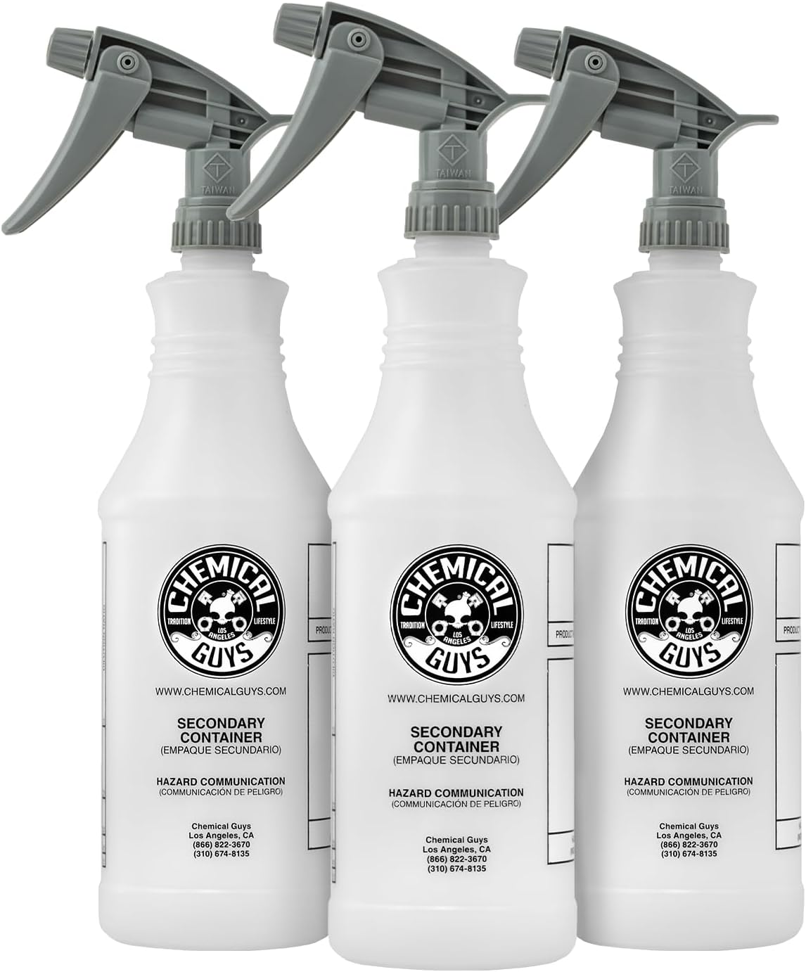 Chemical Guys ACC130 Professional Chemical Resistant Heavy Duty Bottle and Sprayer - 32 oz. (Pack of 3)