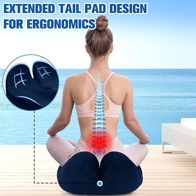 Seat Cushion, Chair Cushions for Office Chairs/Desk Seats/Wheelchair - Hip&Sciatica&Tailbone Pain Relief Memory Foam Office Chair Cushion for Long Sitting Office Workers, Blue