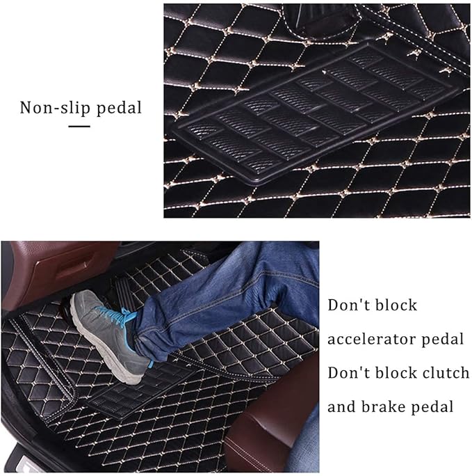 Custom Making Car Floor Mats for 95% Sedan SUV Sports Car Full Coverage Cute Men Women Pads Protection Non-Slip Leather Floor Liners (Purple Black)