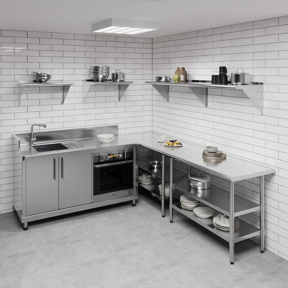 AmGood 72" Long X 16" Deep Stainless Steel Wall Shelf | NSF Certified | Appliance & Equipment Metal Shelving | Kitchen, Restaurant, Garage, Laundry, Utility Room