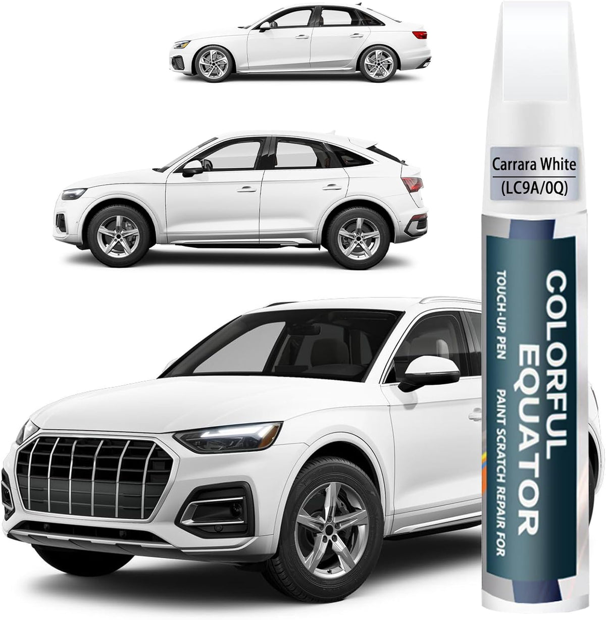 Carrara White(LC9A) Touch Up Paint Compatible with Audi, Car Paint Pen Scratch Repair Two-In-One Touch Up Paint, Premium Car Scratch Remover for Deep Scratches