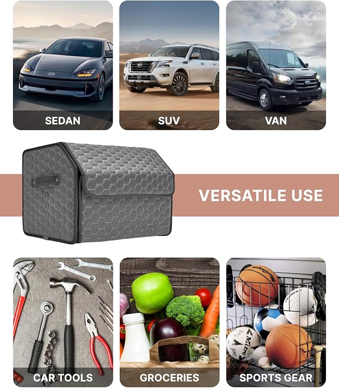Owleys Car Tote Bundle - Trunk Organizer Set - Gray Interior Accessories (Gray 21.6" + 17.7")