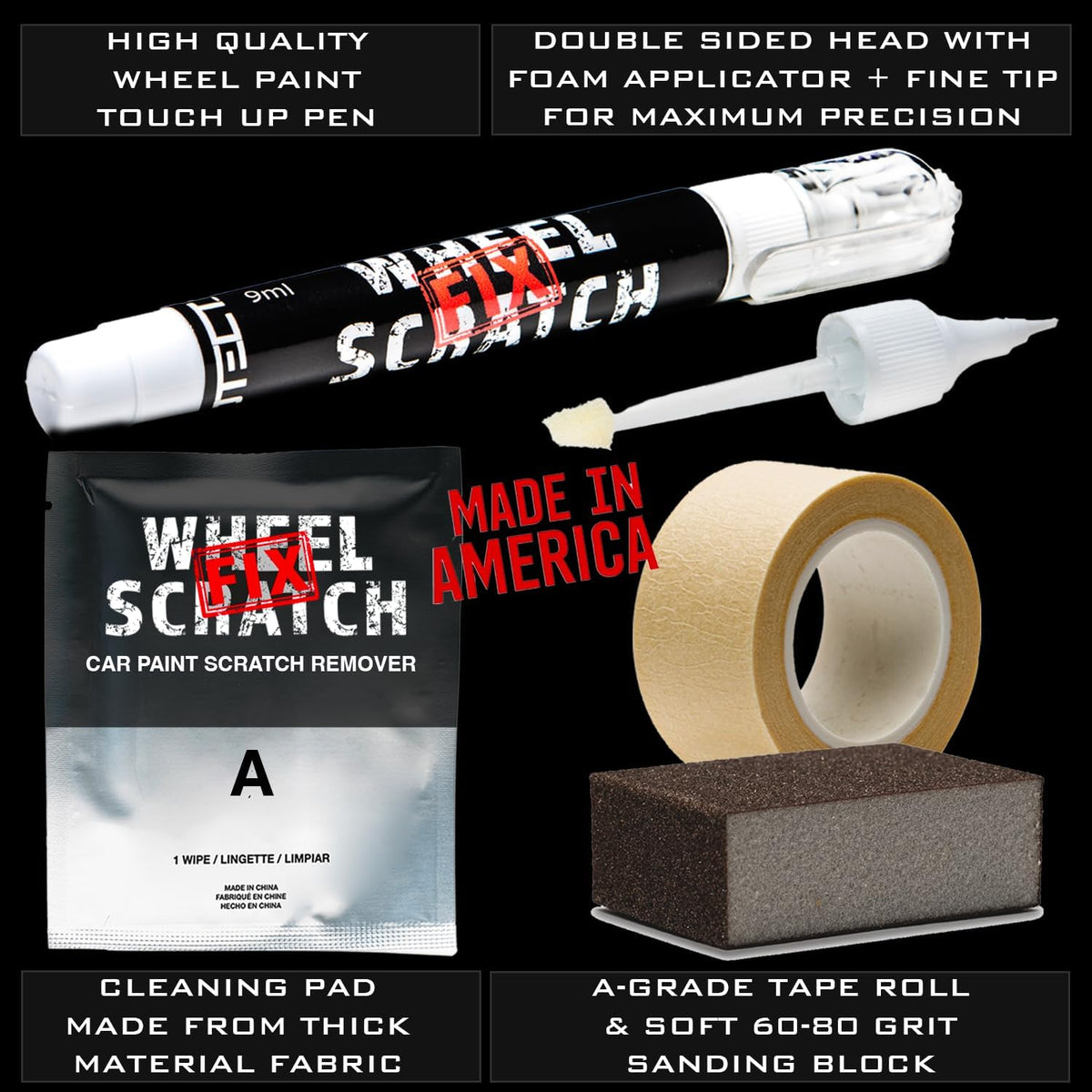 Dark Silver Rim Touch Up Paint Kit, Car Wheel Scratch Repair Kit, Wheel Touch Up Paint Pen, curb rim repair kit, curb rash repair kit, Universal Rim Alloy Wheel Paint Dark Silver (Dark Silver)