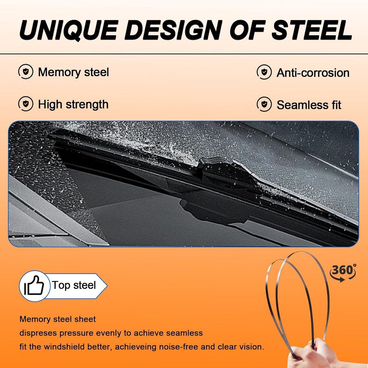 HULADAED® 26''+19''+16'' Windshield Wipers Replacement for Toyota Prius 2015 2014 2013 2012 2011 2010,Silicone Front Rear Wiper blades for MY Car-All Weather & Quiet(3 PACK)