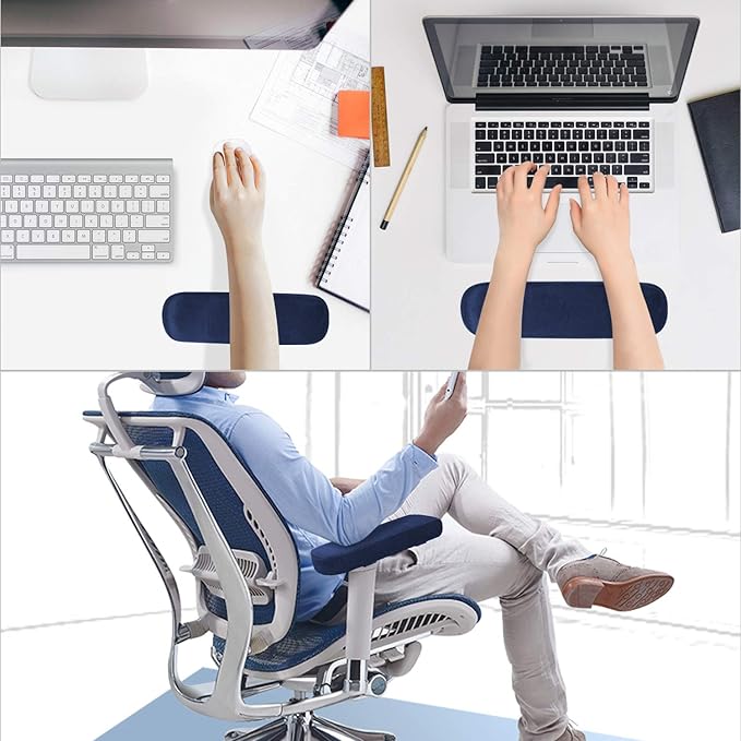 MOSISO Chair Armrest Pads (2 Pack), Memory Foam Home/Office Chair Arm Rest Covers Comfy Computer Gaming Elbow Cushion Removable Washable Elbow Support Forearm Pressure Relief, Purplish Blue