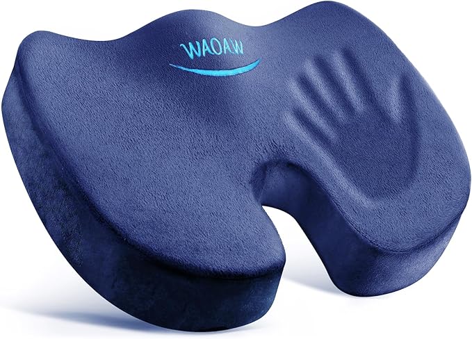 WAOAW Car Seat Cushion, Coccyx Cushion, Tailbone Pain Relief Cushion, Memory Foam Chair Pad for Back, Coccyx, Tailbone Pain Relief