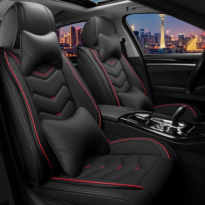 CTDS Car Seat Covers for Honda Civic 2000-2026, Stylish Sport Seat Cover, Premium Nappa Leather Car Seat Cover. Automobile Seat Covers Sets.(Luxury 2 Seats/Black)