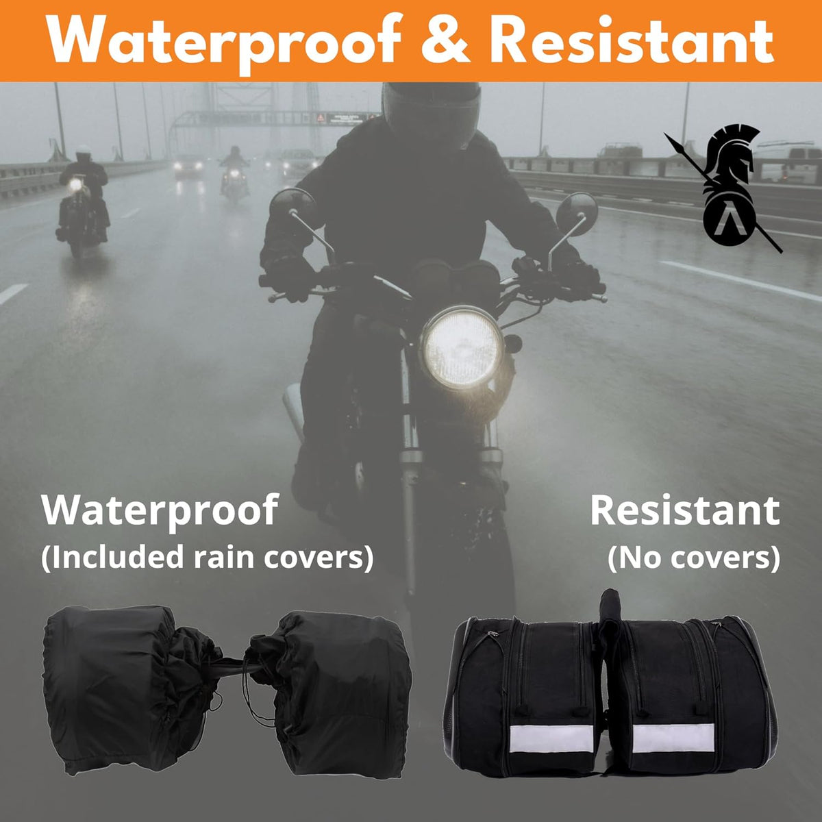 Motorcycle Saddlebags, 36L-58L Expandable Capacity, Motorcycle Panniers Universal, Waterproof, Detachable, Collapsible for Sport Dirt Bike Side Bags and Luggage