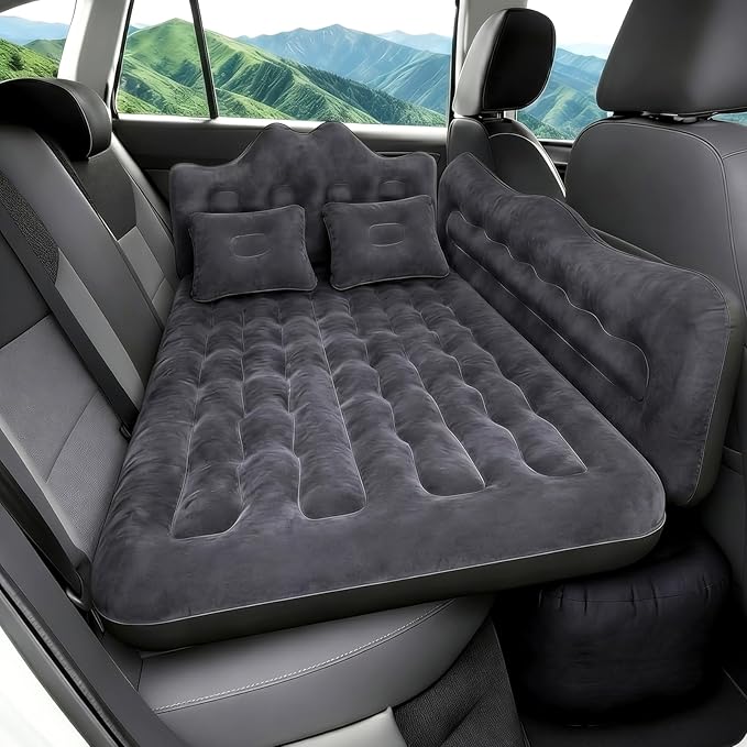 Umbrauto Car Air Mattress Backseat| Inflatable Truck Back Seat Camping Airbed for SUV Rear Seat, Blow Up Sleeping Travel Bed for Van Trunk with Pump & Pillows