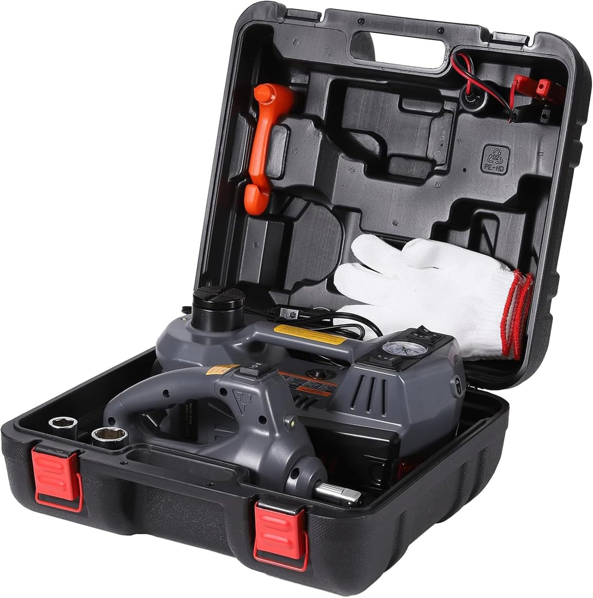 STANDTALL Electric Car Jack Kit 5T 12V Electric Floor Jack Lift for Vehicle, Electric Hydraulic Jack Auto Repair Tool Set with Built-in Inflator and Impact Wrench